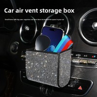Boîte de rangement pour aérateur de voiture avec diamants, support de téléphone multifonctionnel