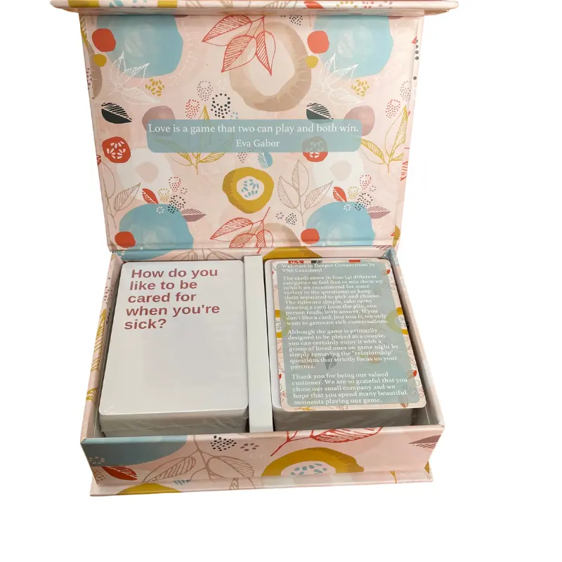 Caixa de cartas para jogo de casais, jogo de cartas personalizado com impressão de design personalizado para casais