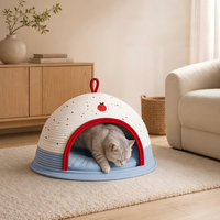 Lit pour chat en corde de coton avec coussin, 2-en-1, dôme et nid ouvert, maison pliable pour animaux de compagnie, pour grands chats d'intérieur, chatons, toutes saisons