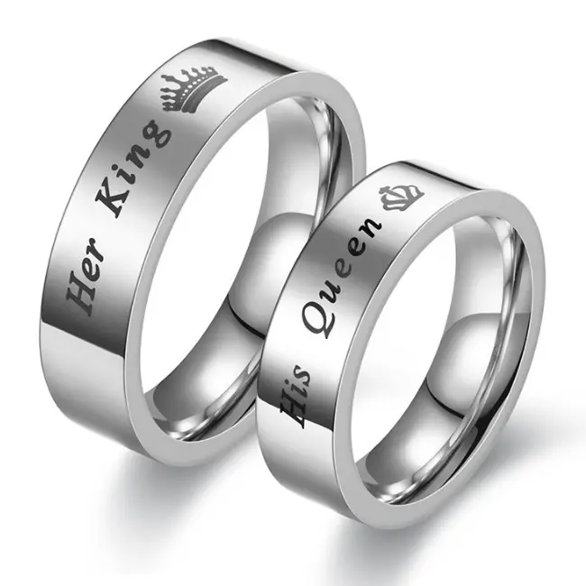 Fashion Accessories Her King His Queen Couple Ring Stainless Steel Rings