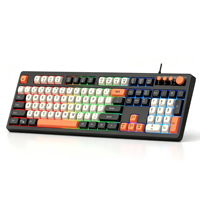 Clavier de jeu filaire USB 104 touches personnalisé en usine, rétroéclairé multicolore, avec bouton de contrôle du volume, accessoire pour PC de bureau