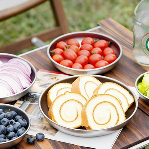 Assiette ronde en titane écologique personnalisable avec logo, 150 ml, ultralégère et portable pour le camping, l'escalade, le barbecue, la randonnée et les pique-niques - Product Image 6