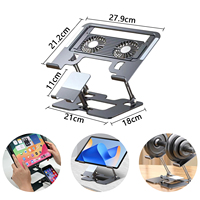 Support pour tablette PC 2 en 1, support pour téléphone, ventilateurs de refroidissement RGB, hauteur réglable, support pour ordinateur pliable en métal avec ventilateur de refroidissement amovible