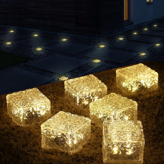 Solar Brick Outdoor Light 2700K Warm White Solar Pathway Light for Garden Patio Walkway Landscape Waterproof Paver Lights