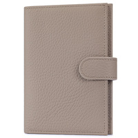 Porte-passeport en cuir véritable ultra-fin avec fermeture à boucle, doublure en polyester unisexe, rangement pour billets et cartes
