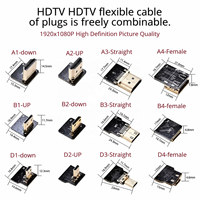 Câble plat flexible Ribbon FPV compatible HDTV, connecteur Raspberry Pi 4 Micro HDTV vers HDTV/Mini HDTV femelle 90 degrés FFC 20 broches