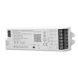WB5 Controlador <span class=keywords><strong>LED</strong></span> Inteligente <span class=keywords><strong>5</strong></span> en <span class=keywords><strong>1</strong></span> <span class=keywords><strong>WiFi</strong></span> Bt RGB RGBW CCT DC12V DC24V App Control 15A Salida Compatible con Alexa Google Assistant - Product Image 1
