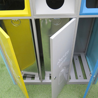 Poubelle de tri des déchets à trois compartiments en métal, armoire de tri des déchets à 3 fentes, poubelle de tri extérieure pour parc public et rue