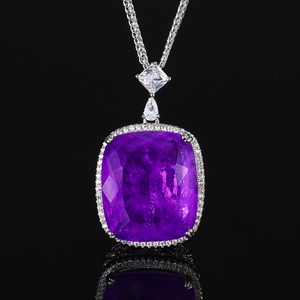 Wholesale Trendy Eco-friendly Copper Jewelry 20*23mm Rectangle Cut Green Cubic Zirconia Stone Color <b>Pendant</b> Necklace for Women - Product Image 2