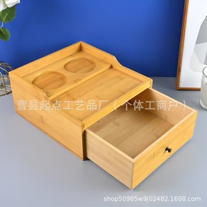 Caja de almacenamiento de madera para lavabo con cajón, organizador cuadrado de madera maciza para estantes de baño - Product Image 1