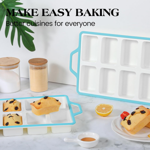 Moule à pâtisserie rectangulaire 8 cavités MUYULINS Factory, qualité platine LFGB, antiadhésif, sans BPA, en silicone, pour gâteaux et muffins. - Product Image 6