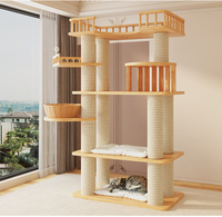 Arbre à chat en bois massif écologique avec griffoir en sisal naturel, robuste (35 kg), facile à assembler, pour chats de grande taille d'intérieur - Vente en gros