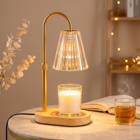 Lampe chauffe-cire personnalisée OEM avec logo, 4 niveaux de luminosité, base ovale en bois, pour fournitures domestiques en gros