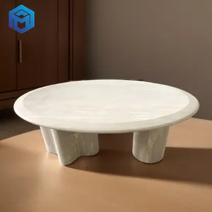 TONGYU Stone Furniture Elegant Style Marble Table Oval Custom Beige Travertine Coffee Table
