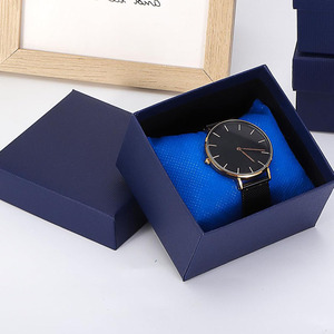 <span class=keywords><strong>B718</strong></span> azul marino cartón reloj Cajas de Regalo con almohada papel joyería cuadrado hombres mujeres Navidad cumpleaños reloj caja organizador - Product Image 3