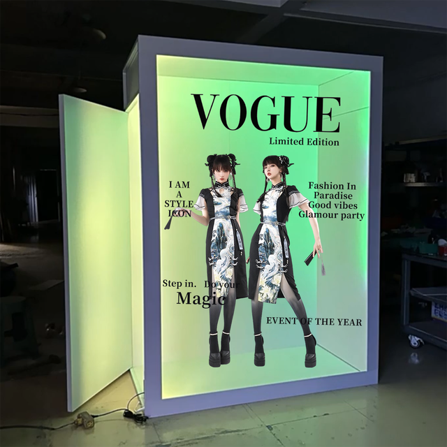 All in One DIY White Cube Photo Booth Box Tempered Glass Infinity Mirror for Smartphones Camera Self-Service Print Selfie Booth