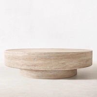 Table basse en marbre travertin nid d'abeille de style nordique minimaliste et luxueux Cammy Stone pour salon, bureau ou salle d'étude