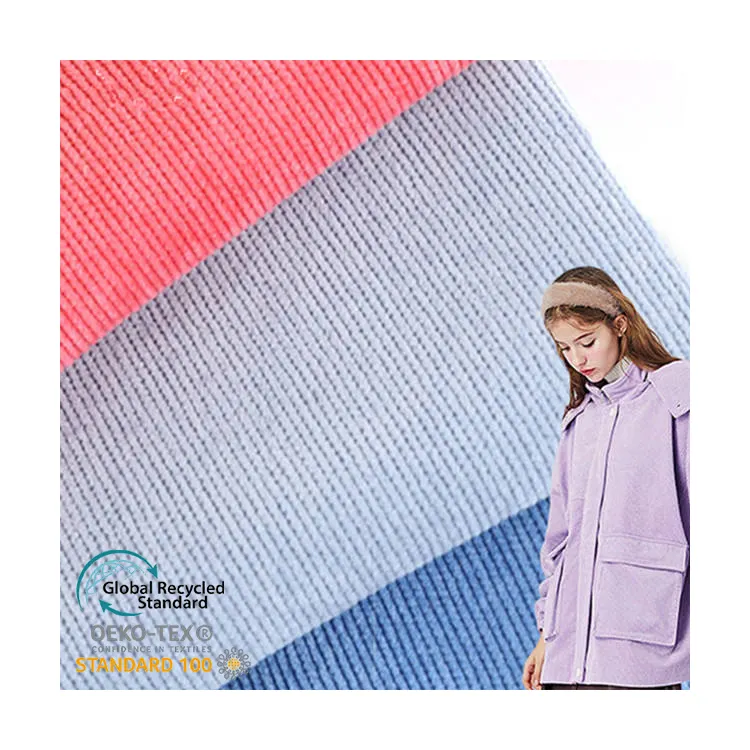 High Quality 21 Wale 92 Polyester 5 Nylon 3 Spandex Corduroy Fabric Home Textile Knit Fabric Coat