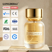 Flacon de parfum en verre rond givré avec logo personnalisé, 50 ml, 100 ml, flacon de parfum vide de luxe, flacon de parfum en verre pour femmes