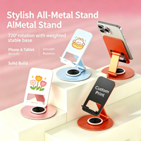 Support de téléphone pliable pour bureau, rotatif à 360°, double charnière, réglable, rose et bleu, cadeau pour filles, pour téléphones et tablettes