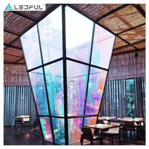 P3.91 P4 P7.81 Urved Curtain Transparent <strong>Mesh</strong> Film <strong>LED</strong> Screen <strong>Display</strong> in Glass Wall - Product Image 2