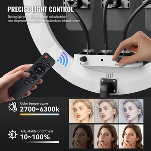 Support trépied, 3 supports pour télécommande iPhone pour diffusion en direct, coiffeur, maquillage, lumière LED ronde pour selfie - Product Image 4