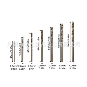 Broca helicoidal Mr Drill de 1.5-4.0 mm con vástago recto, acabado dorado, para perforación de metal, longitud de 72 mm - Product Image 1