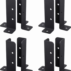 <span class=keywords><strong>Base</strong></span> d'ancrage réglable pour poteaux de terrasse, support de clôture demi-colonne robuste noir pour rénovation - Product Image 3