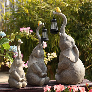 Lanterna a Forma <span class=keywords><strong>di</strong></span> Elefante in Resina Fatta a Mano, Luce Decorativa Solare per Esterni, Impermeabile per Cortile, Vialetto e Giardino - Product Image 1