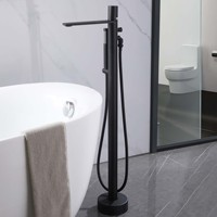 Robinet de baignoire sur pied HONGDEC en or, mitigeur monocommande pour bain et douche, eau chaude et froide, pour salle de bain