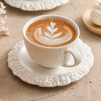 Ensemble tasse et soucoupe en céramique à motif rocheux, grain de pierre texturé, pour latte, cappuccino, café, thé de l'après-midi, cadeau pour femme