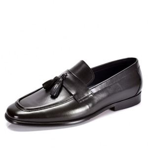 Leather Men's <b>Shoes</b> for Business Casual Wear British Style Fashionable Fringed Ankle Boots Wedding Loafers <b>Height</b> <b>Increasing</b> - Product Image 2