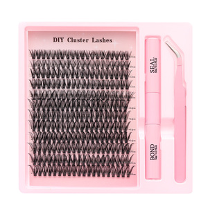 Hàn Quốc PBT sợi Fan lông mi DIY Fluffy cụm Spike dưới Lash 3D Faux Mink cụm Lash Kit bán buôn DIY cụm lông mi - Product Image 1