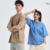 Kaos Pria Unisex Terbaru 250gsm 100% Katun Fried Snowflake Washed Oversized Bernapas Gaya High Street Retro Trendy