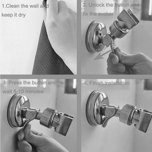 Support de pommeau de douche réglable, support de pommeau de douche amovible à ventouse, support de pommeau de douche sans perçage avec finition chromée - Product Image 5