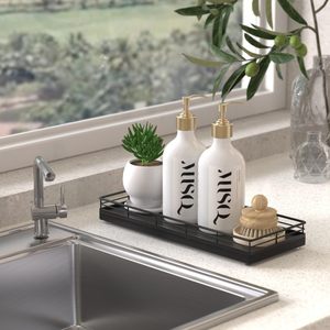 Countertop Tray Bathroom Storage Rack Rectangle Freestanding Durable <b>Soap</b> Shampoo Toiletries Holder - Product Image 4