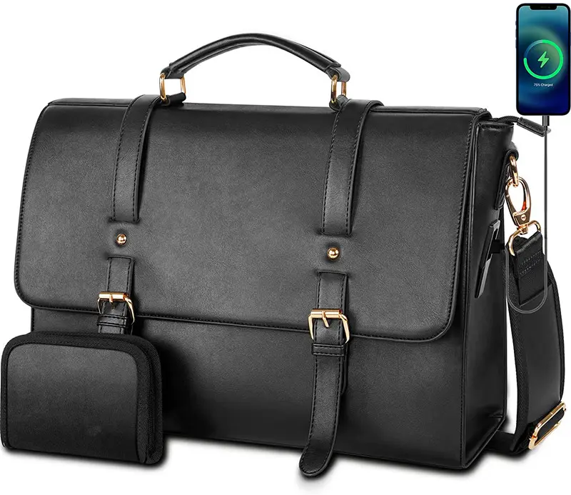 Factory Price Mens Designer Leather Briefcase Bag For Men Black Brown Customized Color 2 pcs Luxury PU Leather Laptop Briefcase