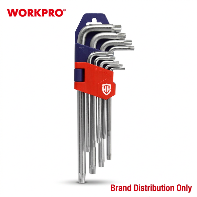WORKPRO 9Pc Torx Key Set Small Allen Wrench Set Industrial Grade Chrome-vanadium Steel Hex Keys With Pin Hole