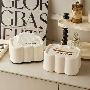 Porte-mouchoirs mural en forme de boîte, couleur crème, en matériau PP, pour salle de bain, cuisine, salon, voiture - Product Image 2