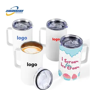 Custom Logo 12Oz 16Oz Roestvrij Staal Sublimatie Blanks Koffie Tumbler Kamp Mok Met Handvat Voor Sublimatie