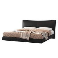Lit flottant à suspension en cuir véritable italien minimaliste avec cadre en bois massif, design direct usine YJ-230, simple 15m, double 18m