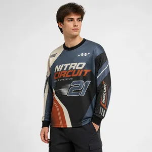 Maillot de motocross vintage personnalisé pour homme, en mesh respirant, manches longues, impression par sublimation, chemises de course moto - Product Image 4