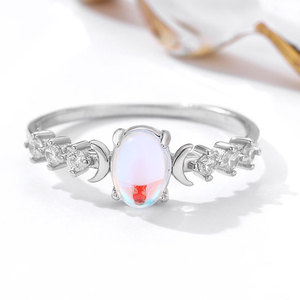 Haut de gamme luxe 925 en argent sterling lune diamant pierre de lune anneaux pour femmes bague de mariage Fine 925 bijoux en argent en gros - Product Image 6