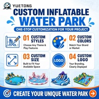 Toboggan aquatique gonflable commercial Yuetong à double voie avec piscine intégrée pour l'extérieur
