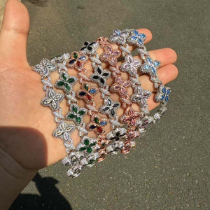 Uwin Kleurrijke 5a Cz Klaver Oneindige Ketting Klavertje Vier Bloem Armband 18K Verguld Infinited Miami Cuban Ketting Armband - Product Image 2