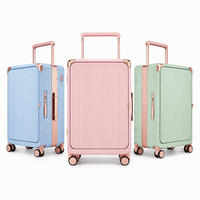 Valise à roulettes classique en ABS+PC rigide avec serrure TSA, chariot en aluminium, taille cabine pour les voyages en avion
