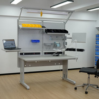 Banc de travail ESD personnalisé conçu pour la production et la réparation de circuits imprimés avec réglage en hauteur et design ergonomique
