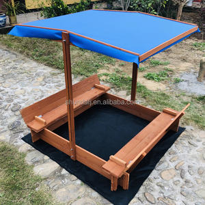 SDSB002 <span class=keywords><strong>Bac</strong></span> <span class=keywords><strong>à</strong></span> <span class=keywords><strong>sable</strong></span> en bois avec <span class=keywords><strong>toit</strong></span> <span class=keywords><strong>à</strong></span> baldaquin et 2 banquettes pliables Équipement de divertissement en plein air pour les enfants d'arrière-cour - Product Image 4