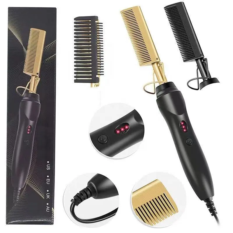 Sample Electric Heating Comb Hair Straightening Hot Comb Curling Iron Heated Brush