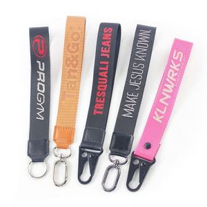 Manufacturer Custom Polyester Black ID Bag Lanyards with Logo Personalized Embroidered Woven Lanyards - Product Image 2
